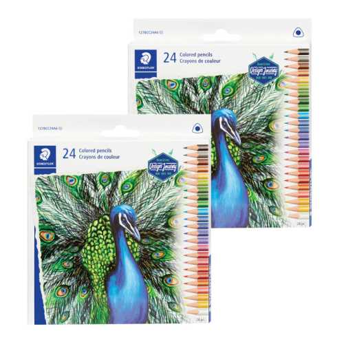 Triangular colored pencils, 24 colors, 2 Sets