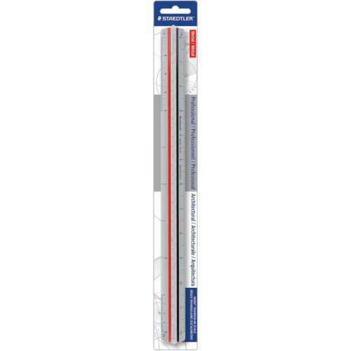 Professional Architectural Triangular Scale Ruler, 12 in, Metal