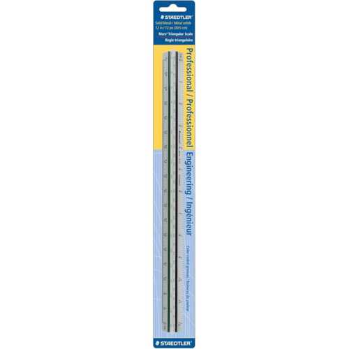 Professional Engineering Triangular Scale Ruler, 12 in, Metal