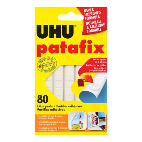 UHU Adhesive Tac Putty, Removable & Reusable, White, 50 g, 80 Pads