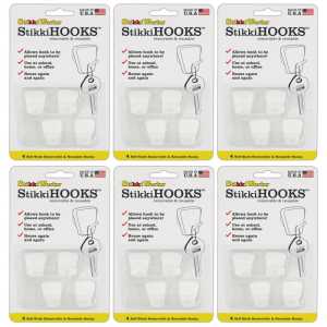 StikkiHOOKS&reg;, White, 4 Per Pack, 6 Packs