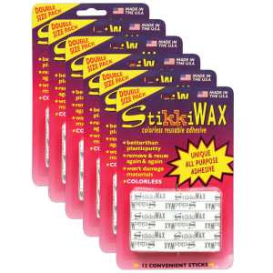 StikkiWAX&trade; Adhesive Bars/Sticks, 12 Per Pack, 6 Packs