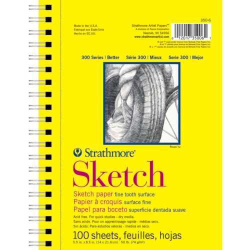 300 Series Sketch Pad, Side Wire Binding, 100 Sheets, 5.5x8.5 inch