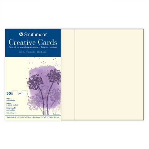 Creative Cards & Envelopes, Ivory with Deckle Edge, Full Size, 5x6.875 inch, Pack of 50