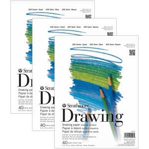 200 Series Drawing Pad, 40 Sheet, 9x12 inch, Pack of 3