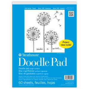 100 Series Doodle Paper Pad, 9x12 in, White, 60 Sheets