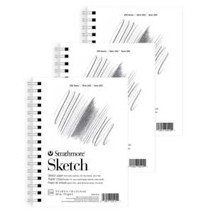 200 Series Sketch Paper Pad, Side Wire Binding, 100 Sheet, 5.5x8.5 inch, Pack of 3