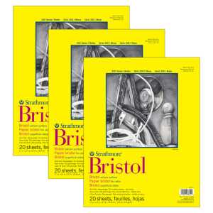 300 Series Bristol Pad, Vellum Finish, Tape Binding, 20 Sheet, 11x14 inch, Pack of 3