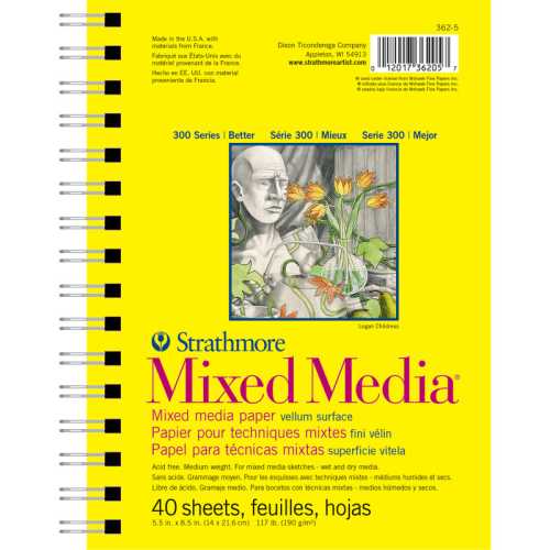 300 Series Mixed Media Pad, Side Wire Binding, 40 Sheet, 5.5x8.5 inch, 1 Count