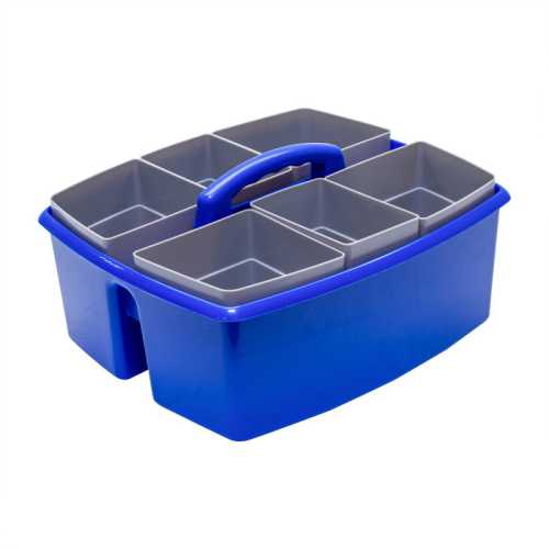 Large Supply Caddy with Removable Cups, 2 Compartments, Blue, Portable Classroom Organizer