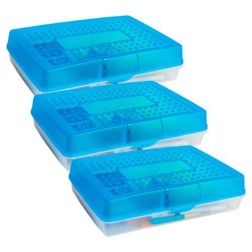 Large Pencil Box, Blue, Set of 3