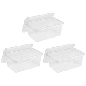 Small Cubby Bin with Lid, Clear, Pack of 3