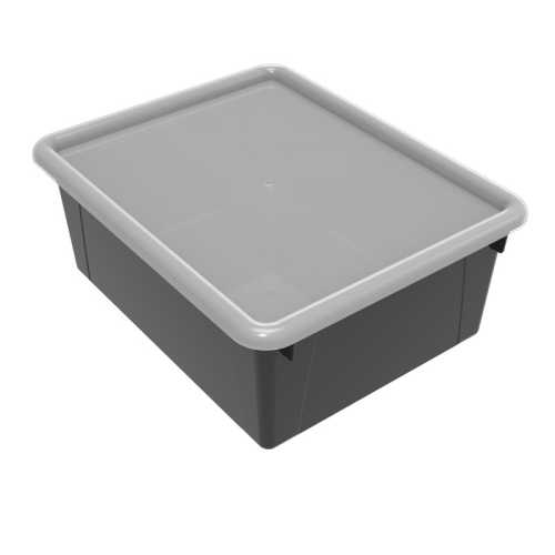 Deep Storage Tray with Lid, Black