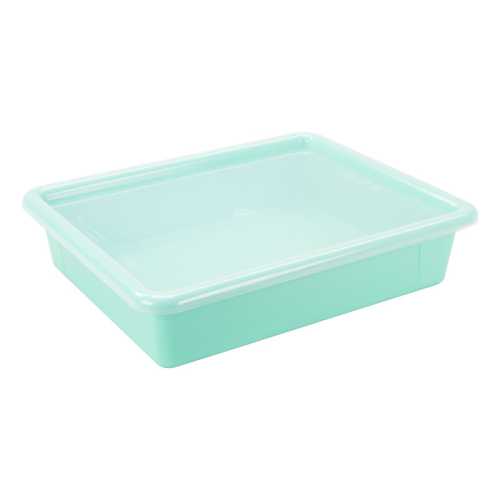 Flat Storage Tray with Lid, Teal