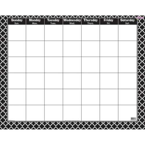 Moroccan Black Wipe-Off&reg; Calendar, Monthly