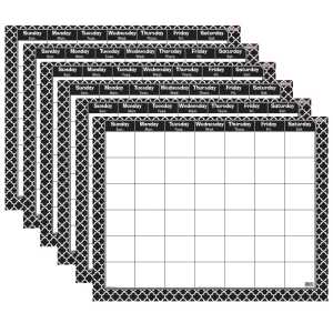 Moroccan Black Wipe-Off&reg; Calendar, Monthly, Pack of 6