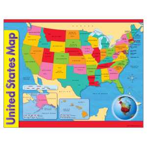 United States Map Learning Chart, 17" x 22"