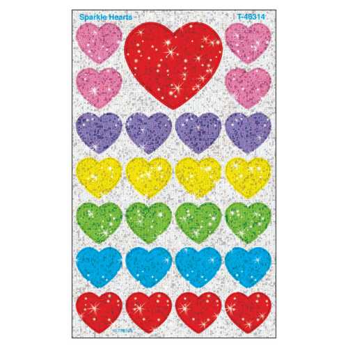 Sparkle Hearts superShapes Stickers-Sparkle, 100 ct