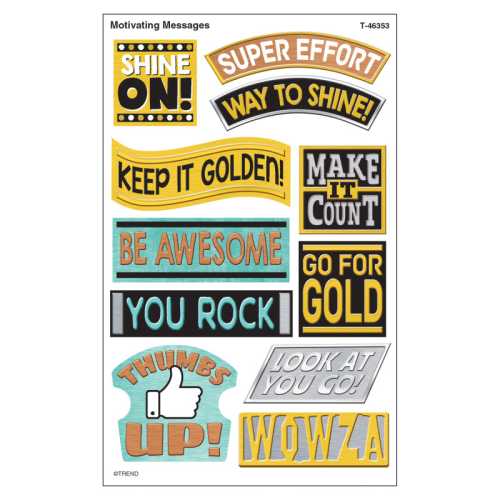 I &hearts; Metal Motivating Messages superShapes Stickers - Large, 88 Count
