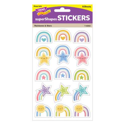 Rainbows & Stars Large superShapes Stickers, 120 Count