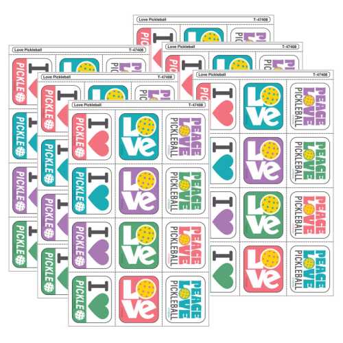 Love Pickleball Tear & Share Stickers&trade;, 60 Per Pack, 6 Packs