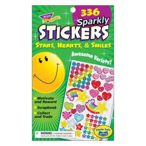 Sparkly Stars, Hearts, & Smiles Sticker Pad, 336 ct