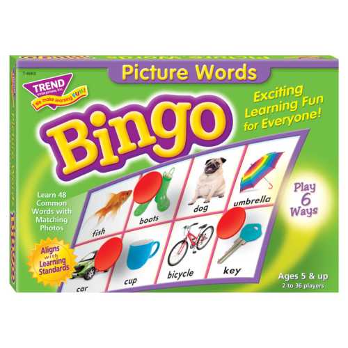 Picture Words Bingo Game