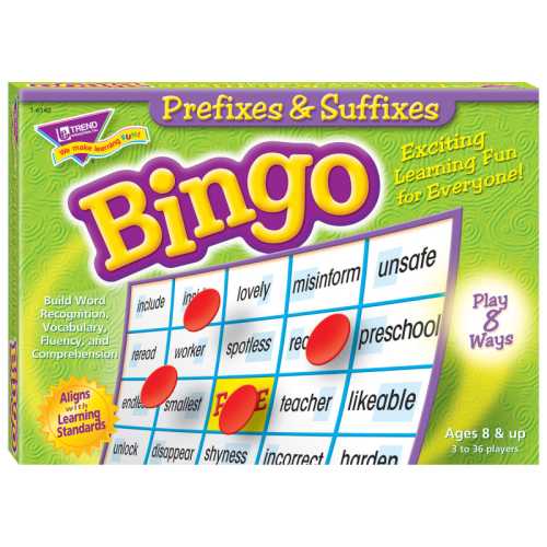 Prefixes & Suffixes Bingo Game