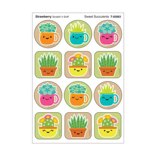 Sweet Succulents, Strawberry Scent Scratch 'n Sniff Stinky Stickers&reg;, Pack of 48