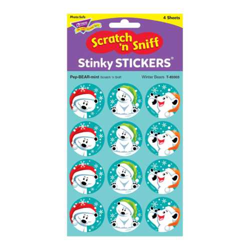 Winter Bears/PepBEARmint Stinky Stickers&reg;, 48 Count