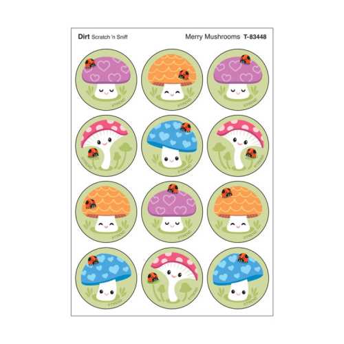 Merry Mushrooms, Dirt scent Scratch 'n Sniff Stinky Stickers&reg;, Pack of 48