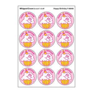 Happy Birthday/Whipped Cream Scented Stickers, Pack of 24
