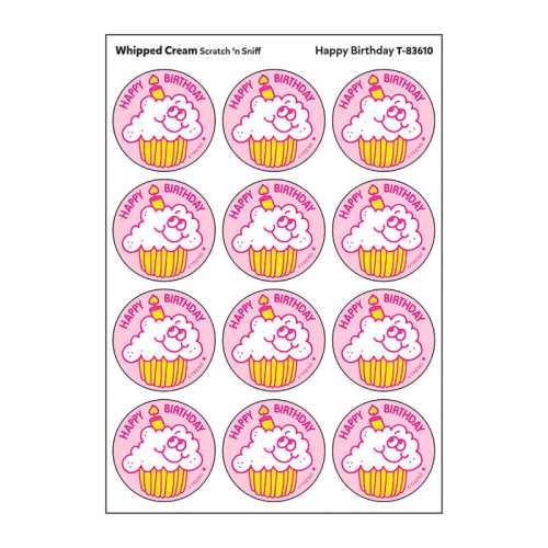 Happy Birthday/Whipped Cream Scented Stickers, Pack of 24
