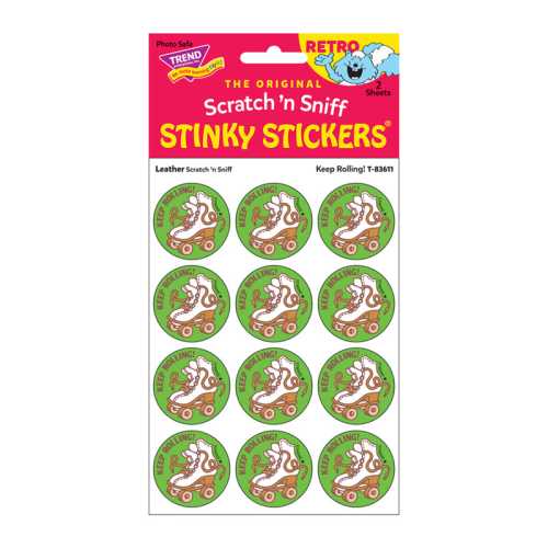Keep Rolling!/Leather Scented Stickers, Pack of 24