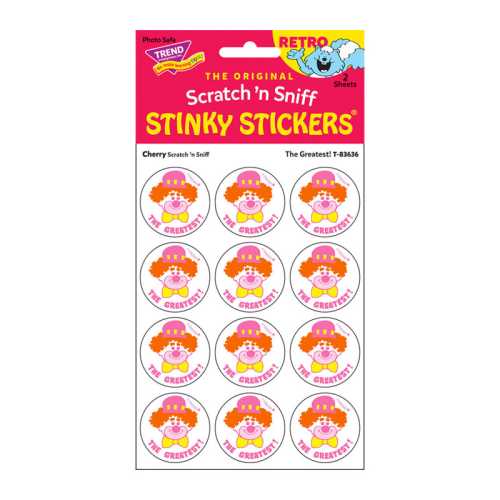 The Greatest!/Cherry Scent Retro Scratch 'n Sniff Stinky Stickers&reg;, 24 ct.