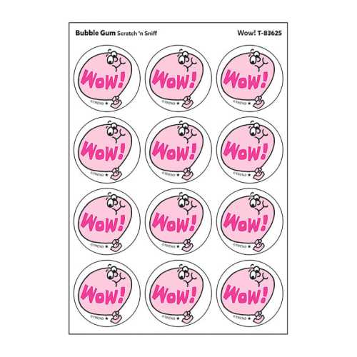 Wow!/Bubble Gum Scented Stickers, Pack of 24