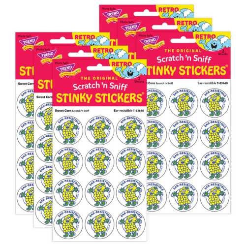 Ear-resistible/Sweet Corn scent Retro Scratch 'n Sniff Stinky Stickers&reg;, 24 Per Pack, 6 Packs