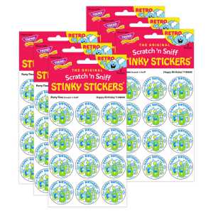 Happy Birthday!/Party Time scent Retro Scratch 'n Sniff Stinky Stickers&reg;, 24 Per Pack, 6 Packs