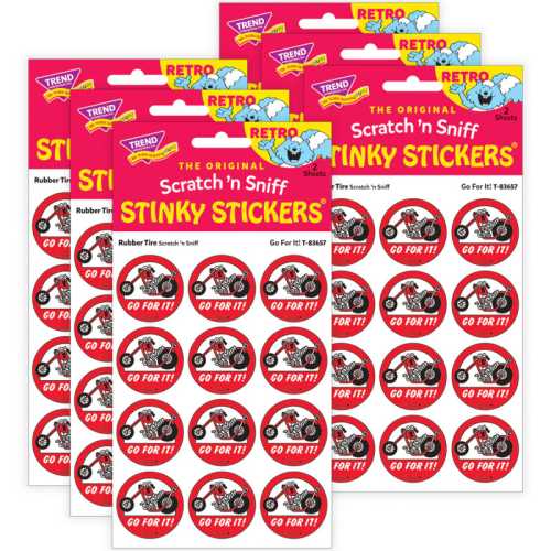 Go For It!/ Rubber Tire Scent Stickers, 24 Per Pack, 6 Packs