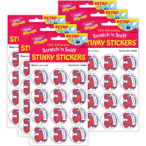 Hot Number/ Phone Scent Stickers, 24 Per Pack, 6 Packs