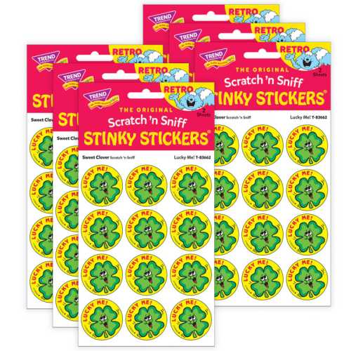 Lucky Me!/ Sweet Clover Scent Stickers, 24 Per Pack, 6 Packs