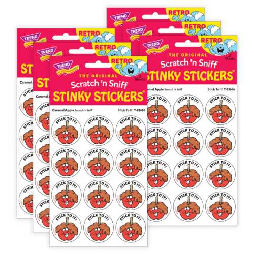 Stick To It!/ Caramel Apple Scent Stickers, 24 Per Pack, 6 Packs