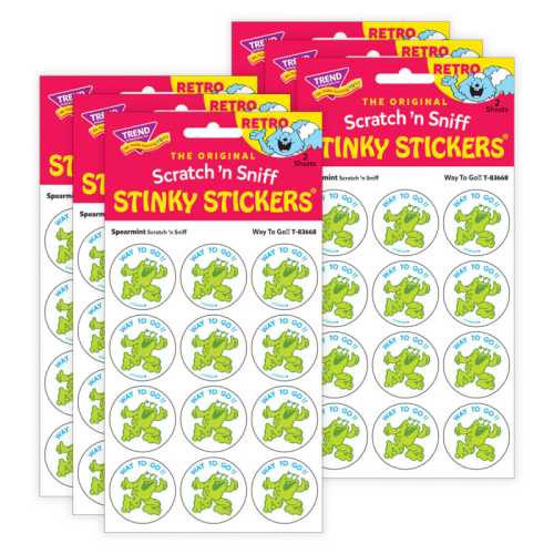 Way to Go!!/ Spearmint Scent Stickers, 24 Per Pack, 6 Packs