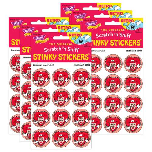 Hot Shot/Cinnamon scent Retro Scratch 'n Sniff Stinky Stickers&reg;, 24 Per Pack, 6 Packs