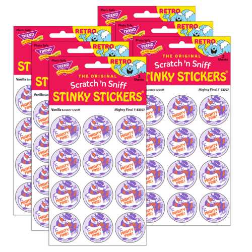 Mighty Fine!/Vanilla Scent Retro Scratch 'n Sniff Stinky Stickers&reg;, 24 Per Pack, 6 Packs