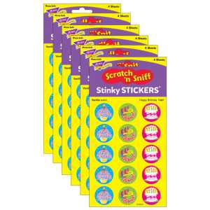Happy Birthday/Vanilla Stinky Stickers&reg;, 60 Per Pack, 6 Packs