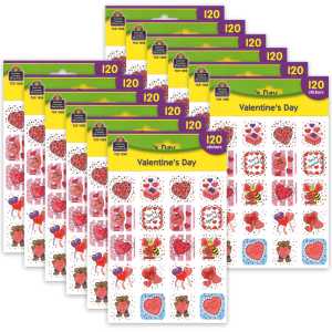 Valentines Day Stickers, 120 Per Pack, 12 Packs