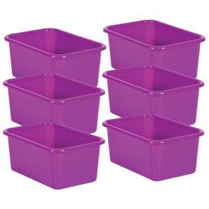 Purple Small Plastic Storage Bin, Pack of 6