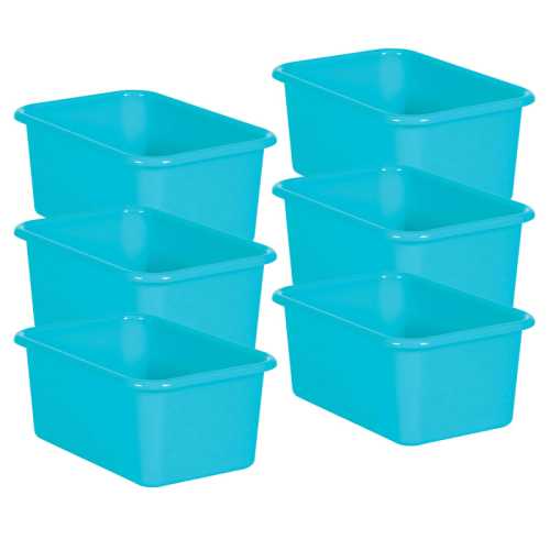 Teal Small Plastic Storage Bin, Pack of 6