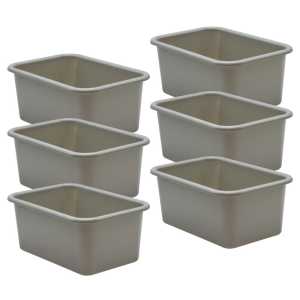 Gray Small Plastic Storage Bin, Pack of 6